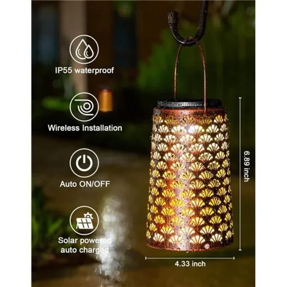 Solar Lanterns Outdoor Waterproof, 2 Pack Hanging Yard Decor Outdoor Lights - Picture 3 of 7